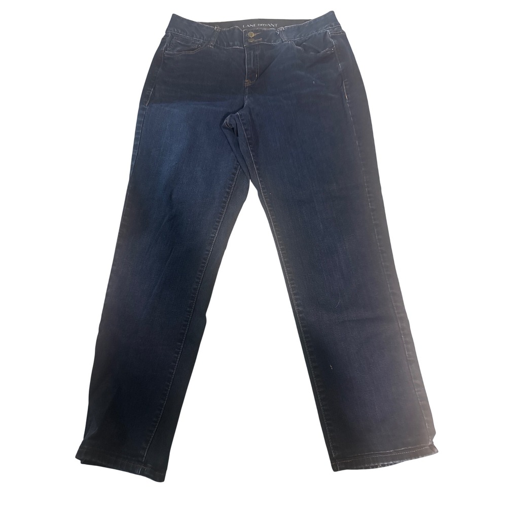 Lane Bryant High Rise Straight Leg Jeans Dark Wash Tummy Tech Size 16 Regular